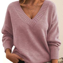 Load image into Gallery viewer, Long Sleeve V Neck Loose Sweaters Knit Pullover
