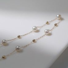 Load image into Gallery viewer, Gold Pearl Necklace Wedding Pearl Necklace Freshwater Pearl Bridsmaid Necklace
