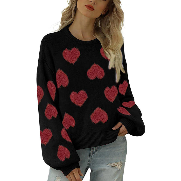 Pullover Sweaters Valentine'S Day Cute Love Pattern Knit Sweater