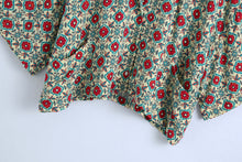 Load image into Gallery viewer, Green Floral Print Long Sleeves Top with Pants
