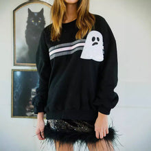 Load image into Gallery viewer, Halloween Ghost Time Black Pullover Sequined Sweatshirt
