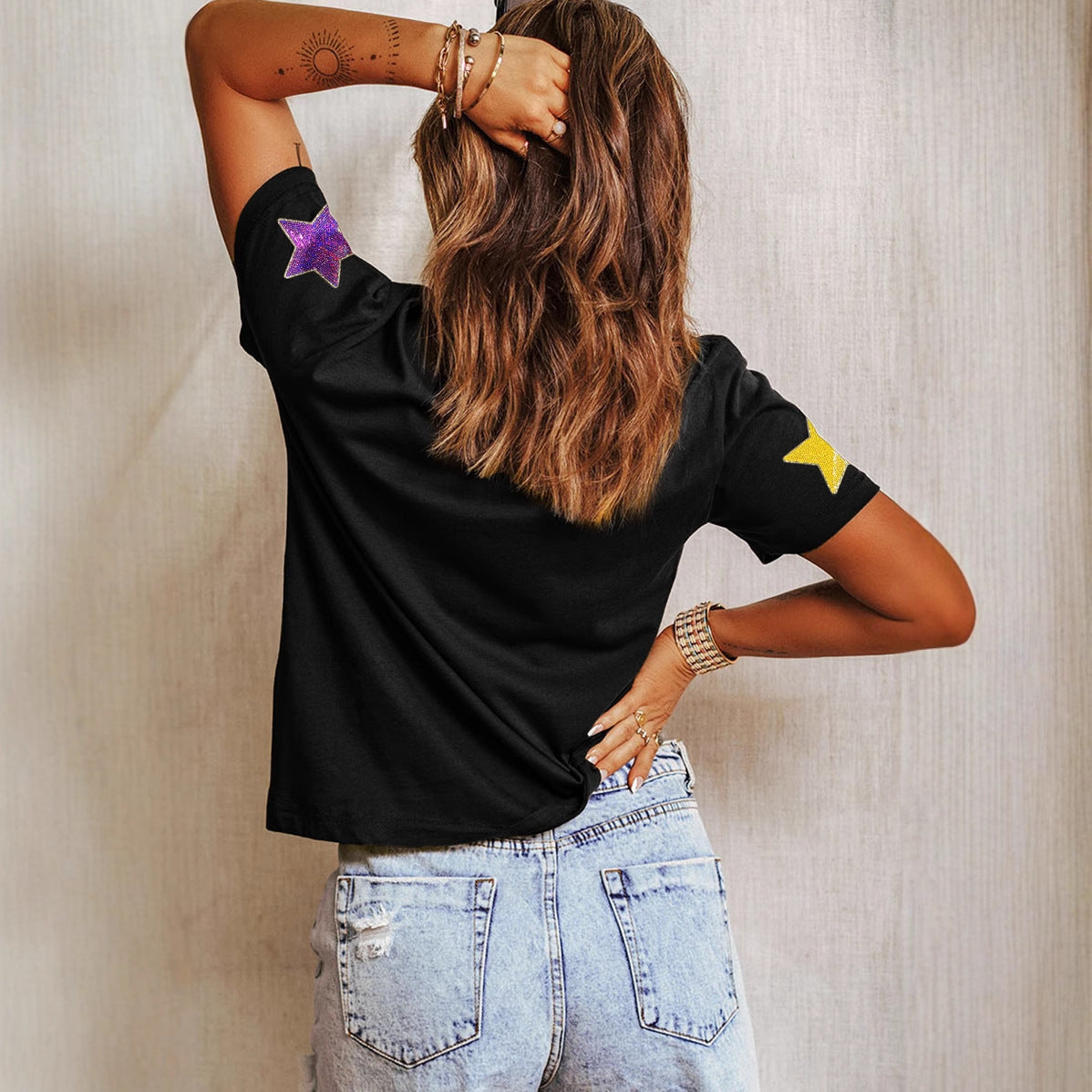 White Sequin Mardi Gras Short Sleeve T-shirt