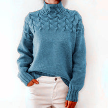 Load image into Gallery viewer, Mock Neck Cable Knitting Pullover Sweater
