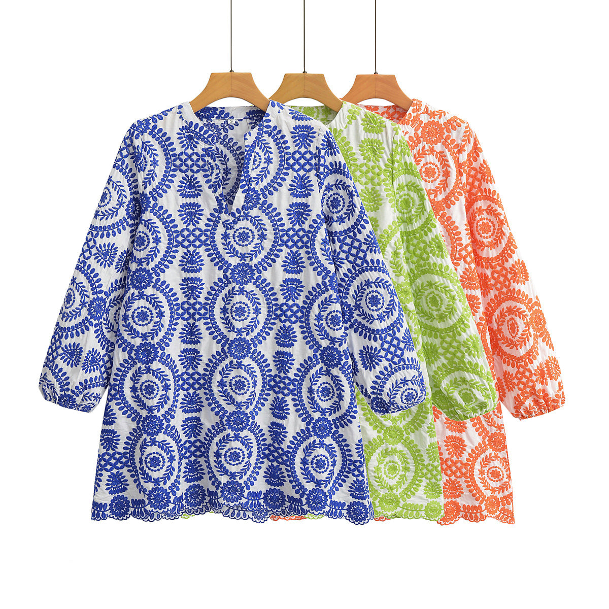 Long Sleeve Embroidered Hollow Out Mini Dress