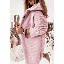 Load image into Gallery viewer, Buckle Hooded Collar Sweater Cardigan Outerwear
