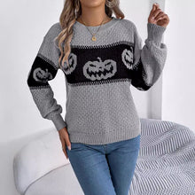 Load image into Gallery viewer, Pumpkin Round Neck Long Sleeve Sweater
