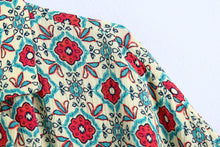 Load image into Gallery viewer, Green Floral Print Long Sleeves Top with Pants
