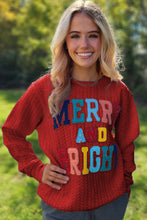 Load image into Gallery viewer, Christmas Merry and Bright Letter Print Loose Casual Long-sleeved Sweatshirt
