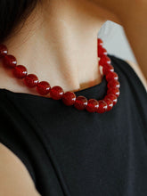 Load image into Gallery viewer, Vintage 18k Gold Plated Big Red Beaded Choker Necklace

