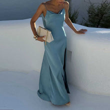 Load image into Gallery viewer, Classy Spaghetti Straps Draped Neck Backless Maxi Dress
