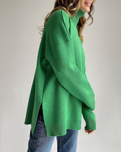 Load image into Gallery viewer, Oversize Turtleneck Long Sleeve Slit Trim Pullover Sweater
