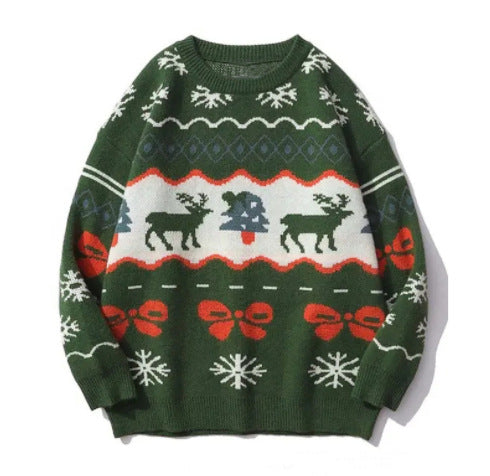 Long Sleeved Round Neck Snowflake Printed Ugly Christmas Sweater