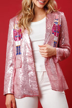 Load image into Gallery viewer, Casual Christmas Nutcracker Sequins Turn-back Collar Blazer Outerwear
