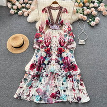 Load image into Gallery viewer, Elegant Chiffon Mesh Long Sleeve Floral Maxi Dress
