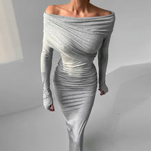 Load image into Gallery viewer, Sexy Ruched Off Shoulder Long Sleeves Bodycon Maxi Dress
