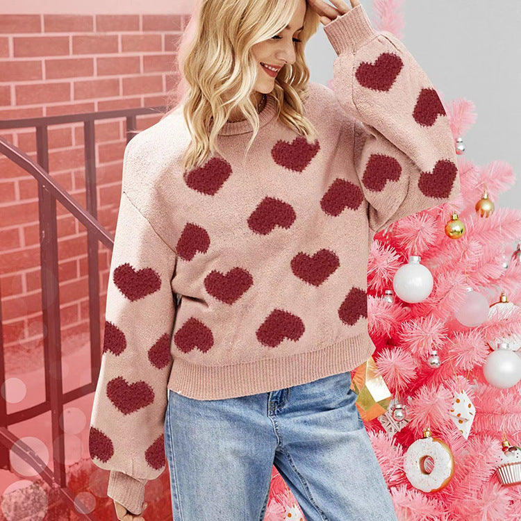Pullover Sweaters Valentine'S Day Cute Love Pattern Knit Sweater