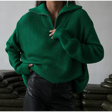 Load image into Gallery viewer, Simple Collar Zipper Sweater
