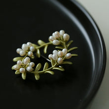 Load image into Gallery viewer, Wreath Brooch with Resin Pearls
