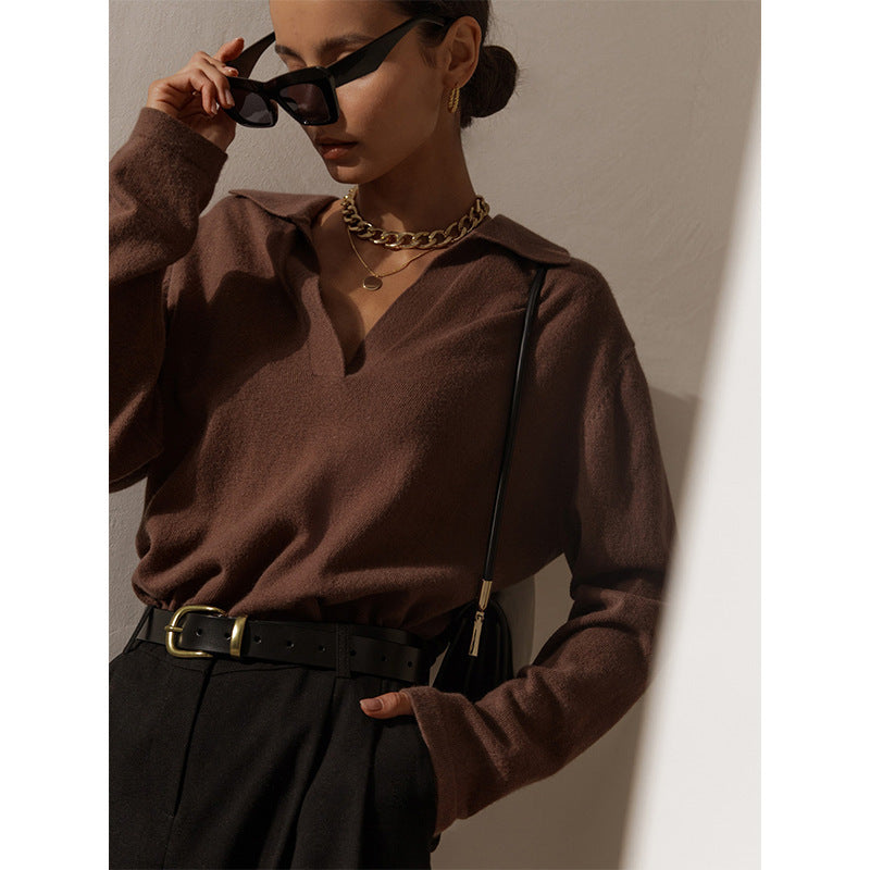 Simple Collar Long Sleeve Sweater