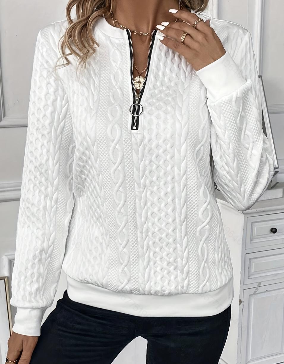 Casual Long Sleeve Zipper Solid Color Sweatshirt