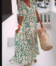 Load image into Gallery viewer, Loose Floral Print Short Sleeves Maxi Dress

