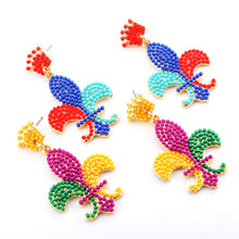Load image into Gallery viewer, Mardi Gras Beaded Earrings
