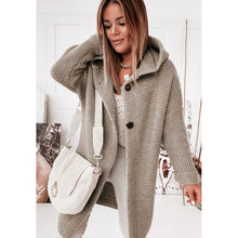 Load image into Gallery viewer, Buckle Hooded Collar Sweater Cardigan Outerwear
