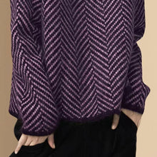 Load image into Gallery viewer, Loose High Neck Zigzag Print Long Sleeve Pullover Sweater
