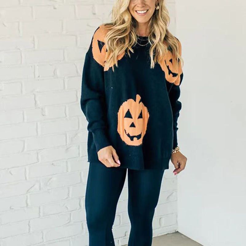 Halloween Jack O Lantern Loose Sweater