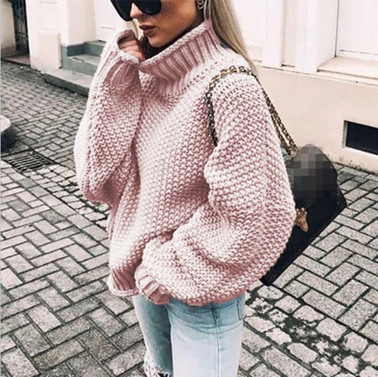Casual Solid Long Sleeves Turtleneck Sweater