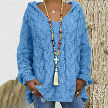 Load image into Gallery viewer, Baggy Casual Knitwear Tops Hooded Jumper Long Sleeve V Neck Loose Sweater
