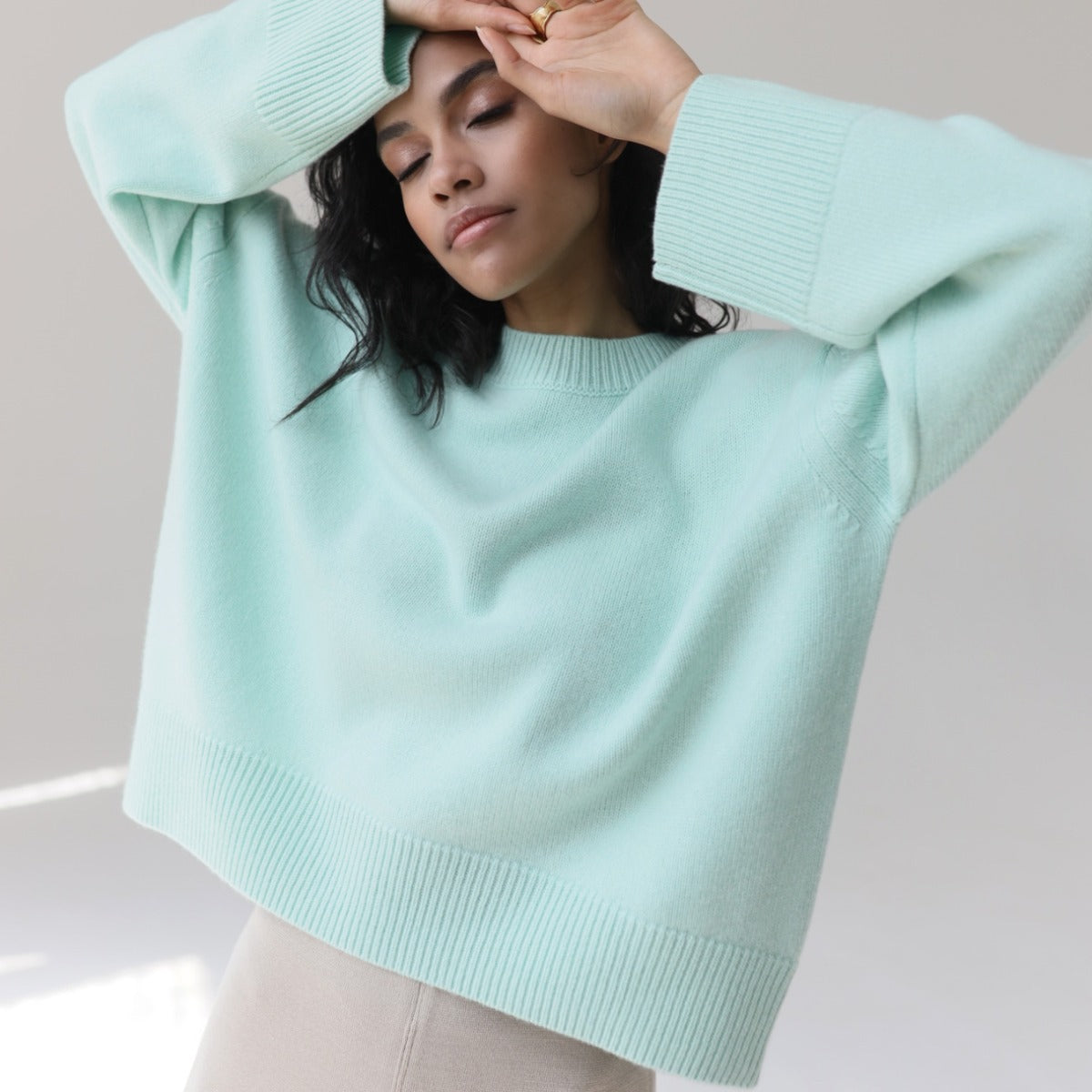 Crew Neck Ribbed Knit Oversized Pullover Sweater