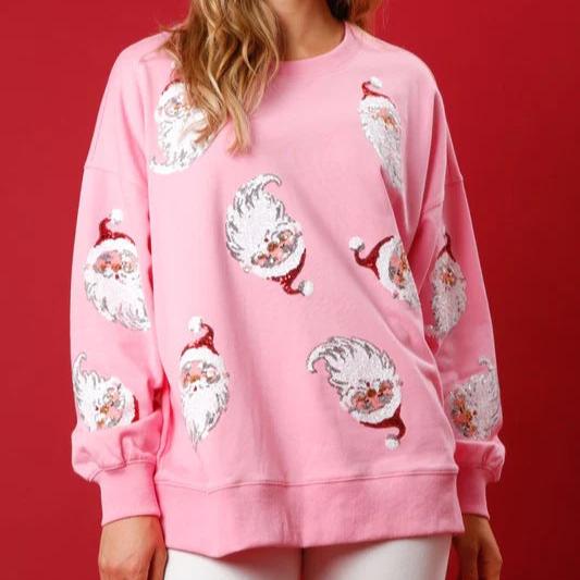 Christmas Sequin Santa French Terry Sweatshirt