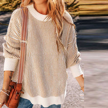 Load image into Gallery viewer, Loose Striped Contrast Trim Sweater
