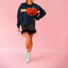 Load image into Gallery viewer, Halloween Ghost Time Black Pullover Sequined Sweatshirt
