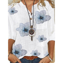 Load image into Gallery viewer, White Half Sleeve Floral V Neck Blouse
