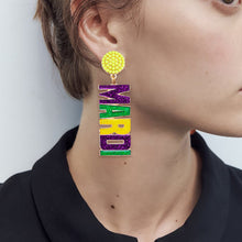 Load image into Gallery viewer, Mardi Gras Beaded Earrings
