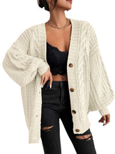 Load image into Gallery viewer, Casual Plain V neck Long Sleeve Cardigan
