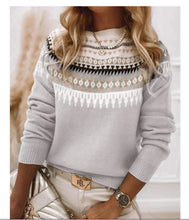 Load image into Gallery viewer, Geometric Long Sleeve Round Neck Sweater
