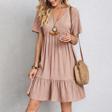 Load image into Gallery viewer, Elegant Casual Short Sleeve V-Neck Tiered Midi Dress
