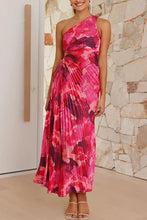 Load image into Gallery viewer, One Shoulder Asymmetrical Pleated Midi Dress
