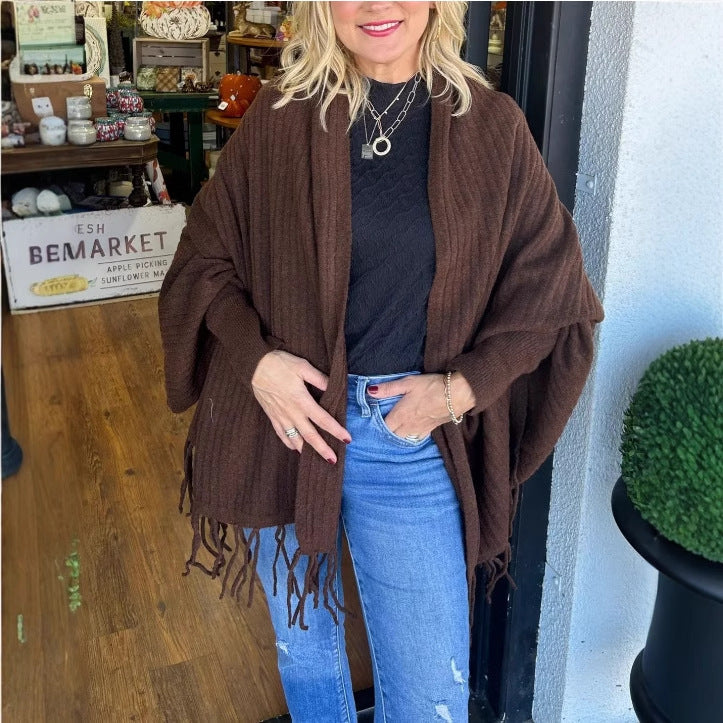 Casual Fringed Trim Irregular Cardigan Outerwear
