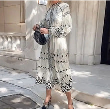 Load image into Gallery viewer, White Print Long Sleeves Maxi Dress

