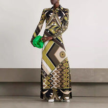 Load image into Gallery viewer, Vintage Statement Abstract Print Long Sleeve Maxi Dress

