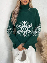 Load image into Gallery viewer, Snowflake Jacquard Turtleneck Christmas Sweater
