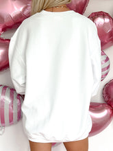 Load image into Gallery viewer, White Ribbed Sequin Santa Claus Graphic Christams Sweatshirt
