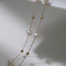 Load image into Gallery viewer, Gold Pearl Necklace Wedding Pearl Necklace Freshwater Pearl Bridsmaid Necklace
