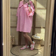 Load image into Gallery viewer, Plaid Print Puff Sleeve Doll Collar Babydoll Dress
