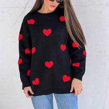 Load image into Gallery viewer, Cute Hearts Pullover Sweater Soft Cozy Loose Casual Warm Sweater
