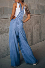 Load image into Gallery viewer, Strappy Wide Leg Denim Pants Overall
